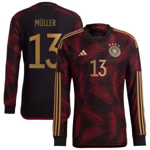 Germany Away Authentic Shirt - Long Sleeve with Müller 13 printing