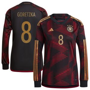 Germany Away Shirt - Long Sleeve - Womens with Goretzka 8 printing