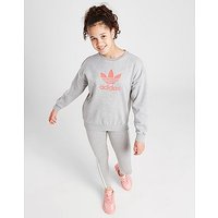 adidas Originals Girls' Trefoil Crew Sweatshirt Junior - Grey - Kids
