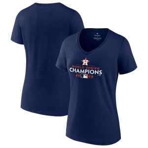 Women's Fanatics Branded Navy Houston Astros 2022 World Series Champions Logo Plus Size V-Neck T-Shirt
