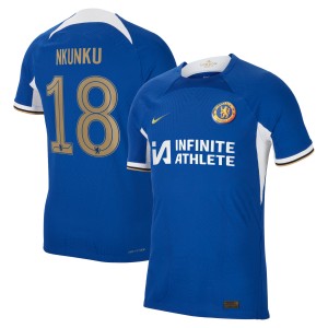 Chelsea Cup Home Vapor Match Sponsored Shirt 2023-24 with Nkunku 18 printing