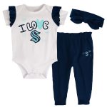 Girls Infant White/Deep Sea Blue Seattle Kraken I Love Hockey Bodysuit