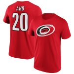 Carolina Hurricanes Iconic Name & Number Graphic T-Shirt - Red - Aho 20 - Mens