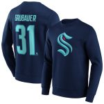 Seattle Kraken Iconic Name & Number Graphic Crew Sweatshirt - Philipp Grubauer 31 - Mens