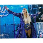 Charlotte Flair WWE Autographed 16" x 20" Entrance with Title Photograph - Signed in Black Ink