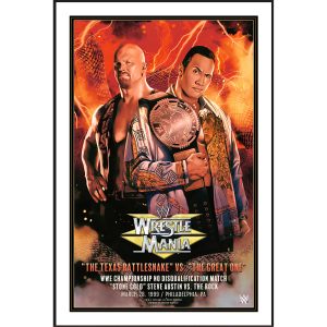 WWE WrestleMania XV Unsigned 24" x 36" The Rock Vs. Stone Cold Steve Austin Jonathan Bartlett Art Print
