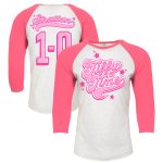 Men's White/Pink Tiffany Stratton 1-0 3/4-Sleeve Raglan T-Shirt
