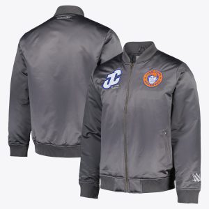 WWE John Cena Fanatics European Exclusive Mitchell & Ness Bomber Jacket - Charcoal - Mens