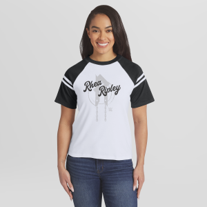 Women's WEAR by Erin Andrews White Rhea Ripley Striped Raglan T-Shirt