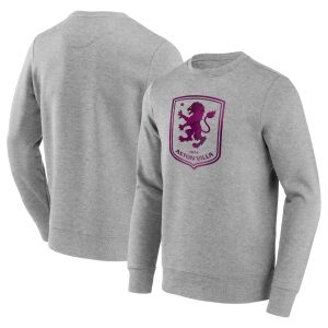 Aston Villa Marble Graphic Crew Sweatshirt - Sports Grey - Mens