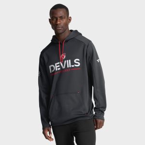 New Jersey Devils Authentic Pro Rink Poly Fleece Hoodie - Mens