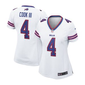 Buffalo Bills Nike Road Game Jersey - White - James Cook III - Womens