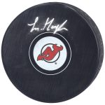 Luke Hughes New Jersey Devils Autographed Hockey Puck