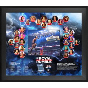 Rhea Ripley Framed 20" x 24" 2023 Royal Rumble Women's Match Collage with a Piece of Match-Used Canvas - Limited Edition of 330