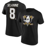 Anaheim Ducks Iconic Name & Number Graphic T-Shirt - Black - Teemu Selanne 8 - Mens