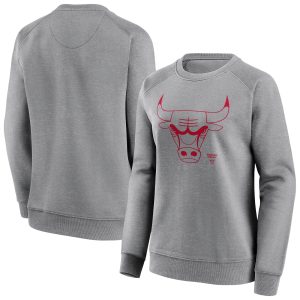 Chicago Bulls Iconic Mono Logo Graphic Crew Sweatshirt - Sports Grey - Womens