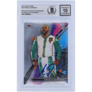 Angelo Dawkins WWE Autographed 2021 Topps Finest #42 Beckett Fanatics Witnessed Authenticated 10 Card