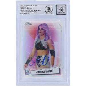 Candice LeRae WWE Autographed 2021 Topps Chrome Refractors #78 Beckett Fanatics Witnessed Authenticated 10 Card
