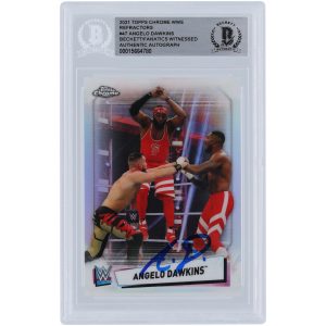 Angelo Dawkins WWE Autographed 2021 Topps Chrome Refractors #47 Beckett Fanatics Witnessed Authenticated Card