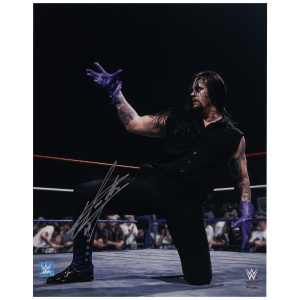 The Undertaker WWE Autographed 16" x 20" In Ring Kneeling Photograph