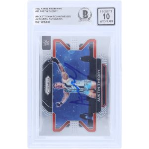 Austin Theory WWE Autographed 2022 Panini Prizm #87 Beckett Fanatics Witnessed Authenticated 10 Card