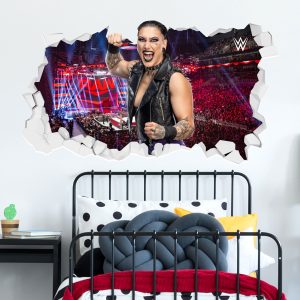 WWE Rhea Ripley Broken Wall Sticker - 90cm width x 50cm height