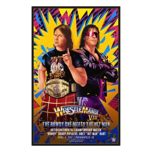 WrestleMania VIII "Rowdy" Roddy Piper vs. Bret "Hit Man" Hart 24" x 36" Jonathan Bartlett Art Print