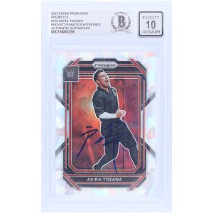 Akira Tozawa WWE Autographed 2023 Panini Prizm Ice Prizm #129 Beckett Fanatics Witnessed Authenticated 10 Card