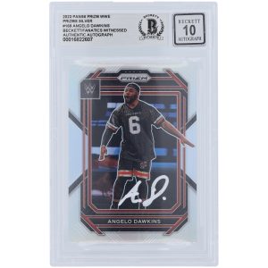 Angelo Dawkins WWE Autographed 2023 Panini Prizm Silver Prizm White Ink #169 Beckett Fanatics Witnessed Authenticated 10 Card
