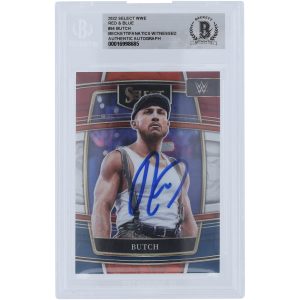 Butch WWE Autographed 2022 Panini Select Red & Blue #84 Beckett Fanatics Witnessed Authenticated Card