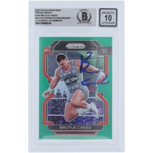 Brutus Creed WWE Autographed 2022 Panini Prizm Green Prizm #144 Beckett Fanatics Witnessed Authenticated 10 Rookie Card