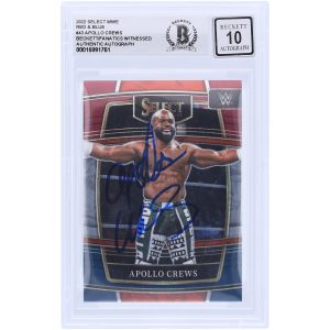 Apollo Crews WWE Autographed 2022 Panini Select Red & Blue #43 Beckett Fanatics Witnessed Authenticated 10 Card