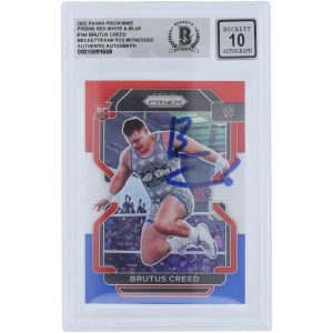 Brutus Creed WWE Autographed 2022 Panini Prizm Red White & Blue Prizm #144 Beckett Fanatics Witnessed Authenticated 10 Rookie Card