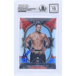 Angel Garza WWE Autographed 2023 Panini Select Red & Blue Prizm #90 Beckett Fanatics Witnessed Authenticated 10 Card