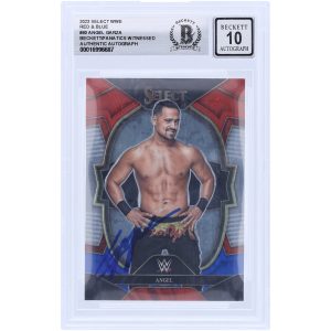 Angel Garza WWE Autographed 2023 Panini Select Red & Blue #90 Beckett Fanatics Witnessed Authenticated 10 Card