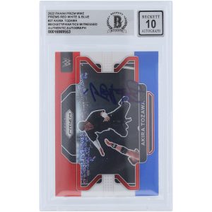 Akira Tozawa WWE Autographed 2022 Panini Prizm Red White & Blue Prizm #27 Beckett Fanatics Witnessed Authenticated 10 Card