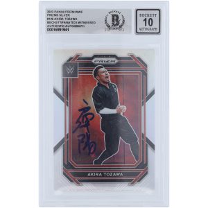 Akira Tozawa WWE Autographed 2023 Panini Prizm Silver Prizm #129 Beckett Fanatics Witnessed Authenticated 10 Card