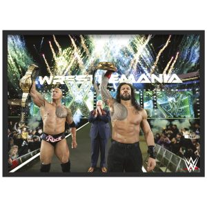 WWE The Rock and Roman Reigns WrestleMania Win Poster - Framed A3