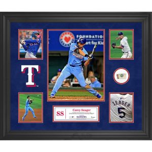 Corey Seager Texas Rangers Framed 5-Photo Collage with a Piece of Game-Used Ball
