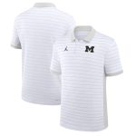 Men's Jordan Brand White Michigan Wolverines 2026 Early Season Coaches Sideline Victory Stripe Dri-FIT Polo