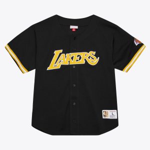 Los Angeles Lakers Mitchell & Ness On The Clock Mesh Button Front Shirt