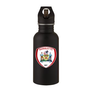 Barnsley FC Logo Stainless Steel 500ml Drink Bottle - Black