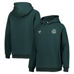 Everton Castore Players Off Pitch Hoodie - Dark Green - Kids