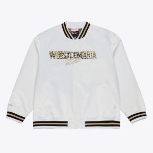 Men's Mitchell & Ness White WrestleMania 42 Lightweight Satin Full-Snap Jacket