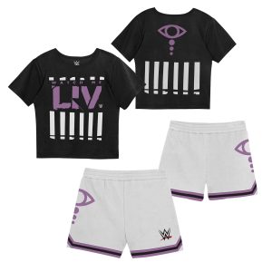 Toddler Mitchell & Ness  Black/White Liv Morgan Play by Place Two-Pack T-Shirt & Shorts Set