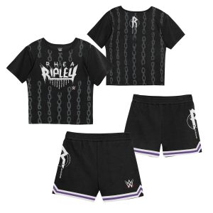 Toddler Mitchell & Ness  Black Rhea Ripley Play by Place Two-Pack T-Shirt & Shorts Set