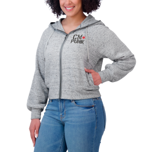 Women's WEAR by Erin Andrews Gray CM Punk Speckled Full-Zip Hoodie