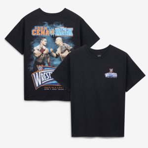 Men's Goodie Two Sleeves  Black The Rock vs. John Cena Graphic T-Shirt