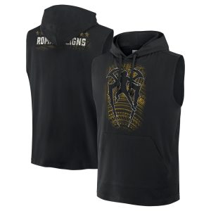 Men's Black Roman Reigns Tribal Logo Sleeveless Hoodie
