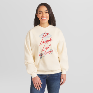 Women's WEAR by Erin Andrews Cream Liv Morgan Oversized Sweatshirt